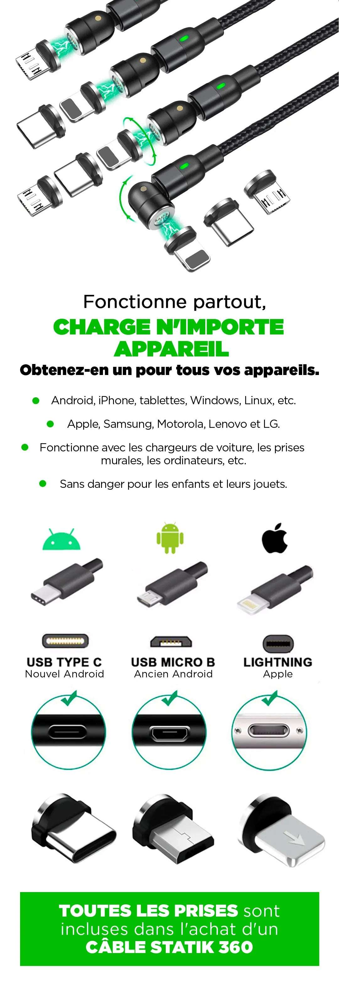 Pack de 2 Câbles USB Indestructibles